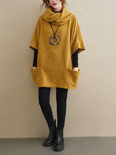 Women High Neck Loose Solid Color Sweatshirt